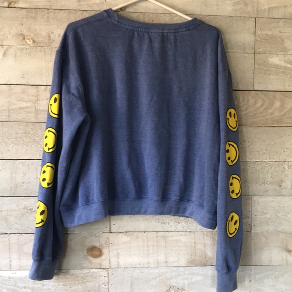 Smiley faces cotton poly relaxed crop sweatshirt - Picture 2 of 6